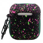 Wholesale Paint Splatter Graffiti Pattern Hybrid Protective Case Cover for Apple Airpods 2 / 1 (Green)